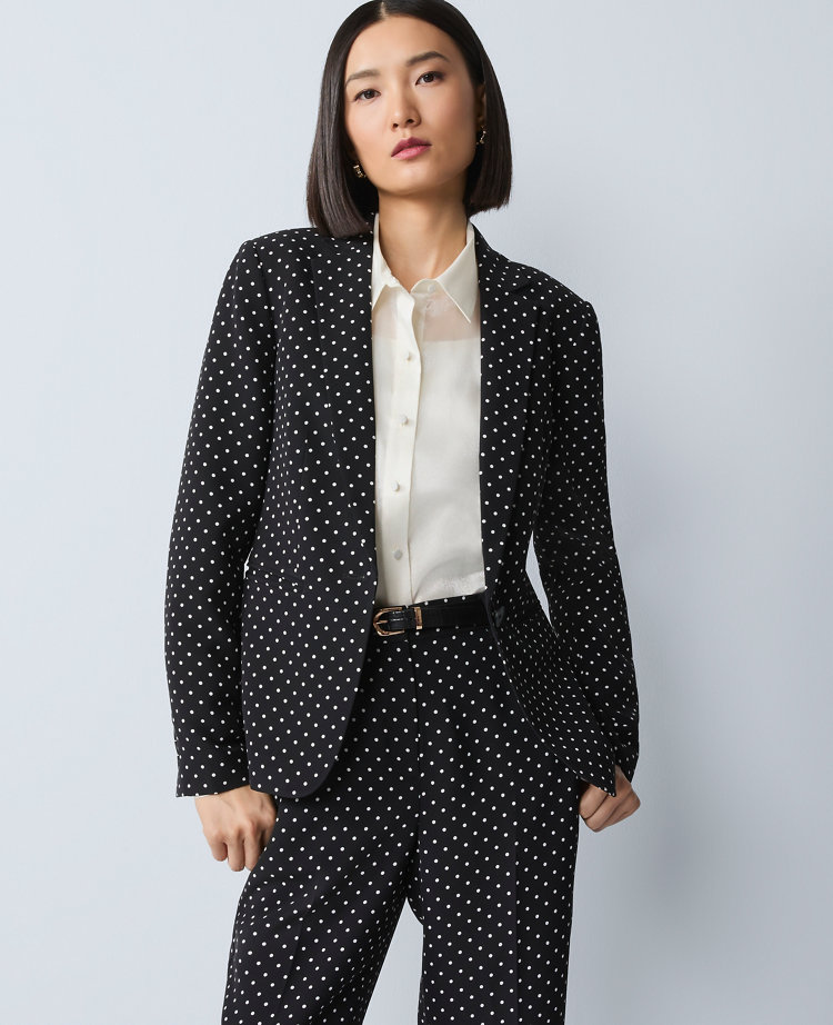 The Petite Hutton Blazer in Dotted Crepe