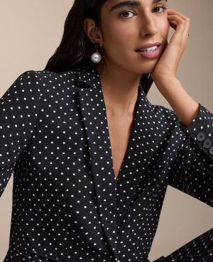 The Petite Hutton Blazer in Dotted Crepe