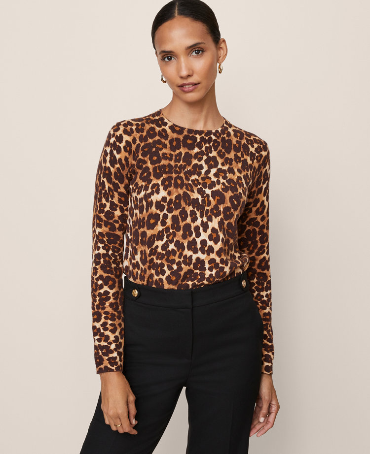Animal Print Essential Crew Neck Sweater