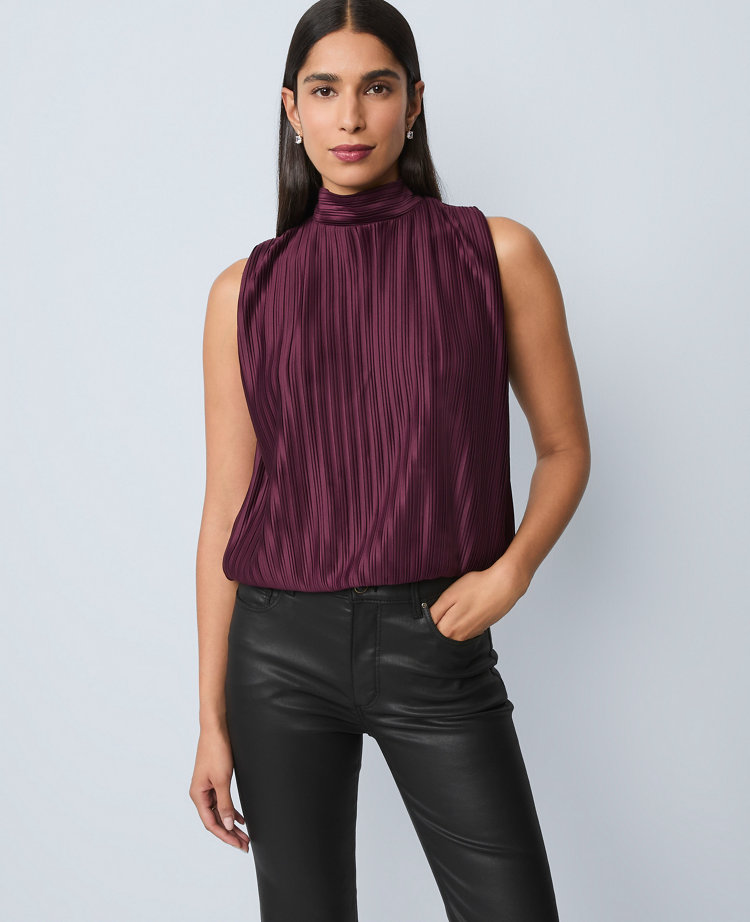 Petite Mock Neck Bubble Hem Top