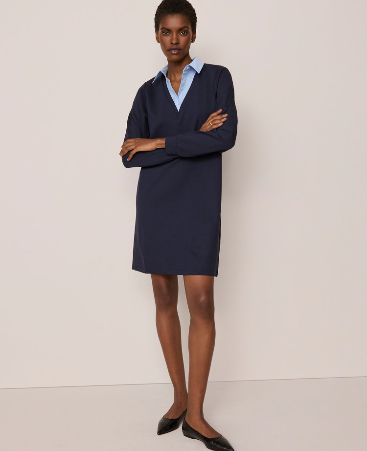 Collared Ponte Shift Dress