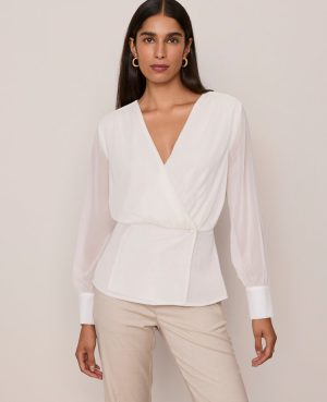Petite Draped Wrap Blouse
