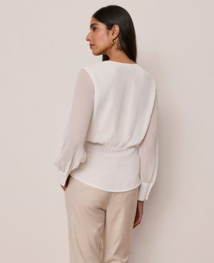 Petite Draped Wrap Blouse