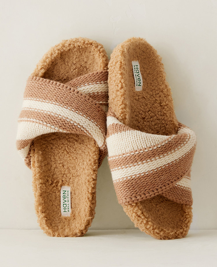 Haven Well Within Faux Sherpa Sweater Stripe Slide