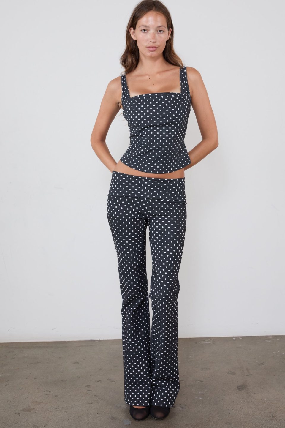 ALBA PANT - BLACK AND WHITE POLKA DOT