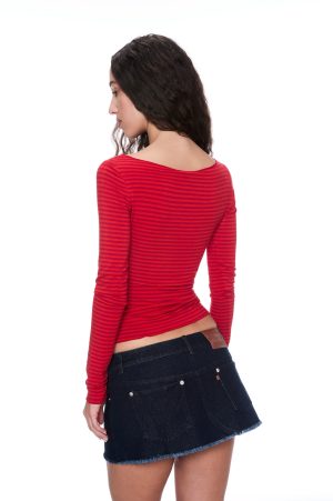 AMELIA TOP – RED STRIPE
